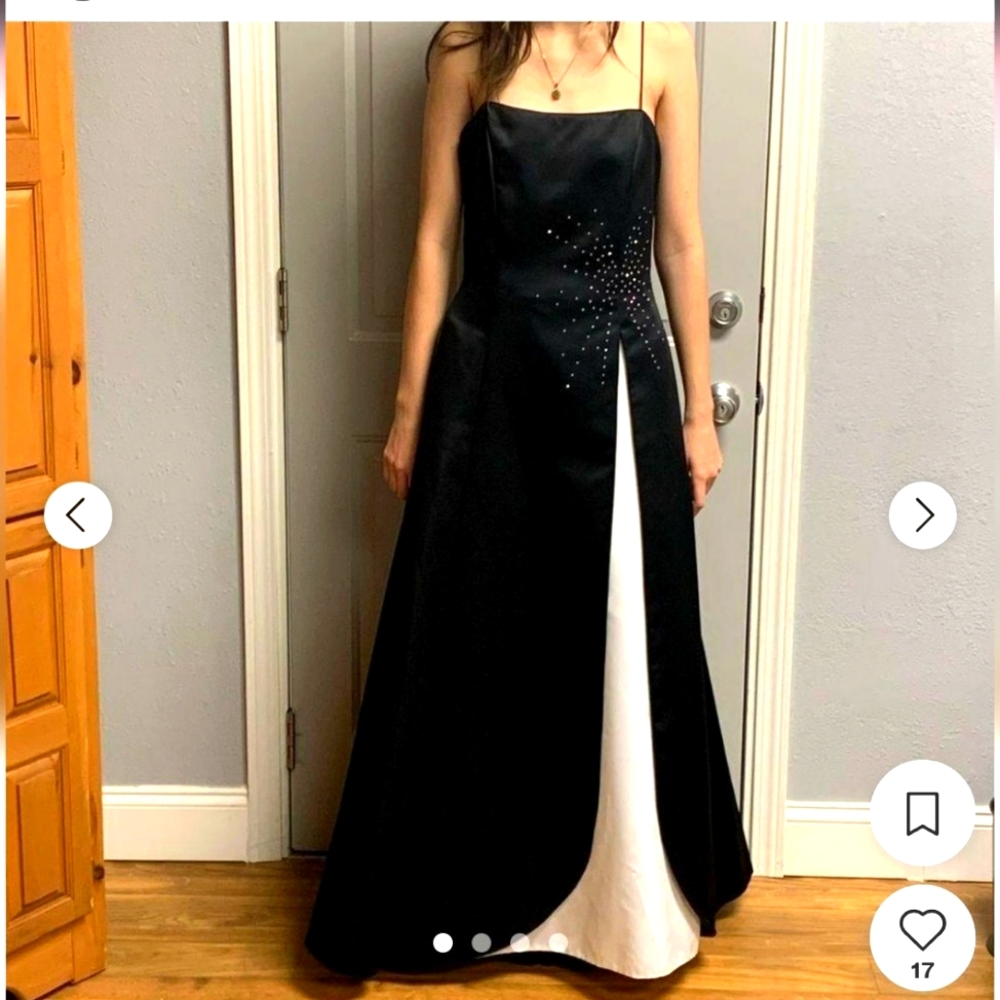 Dave & Johnny By Laura Ryner Elegant Prom Gown Black & White Sz 3/4